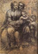 LEONARDO da Vinci Virgin and Child with St Anne and St John the Baptist (mk08) oil painting on canvas